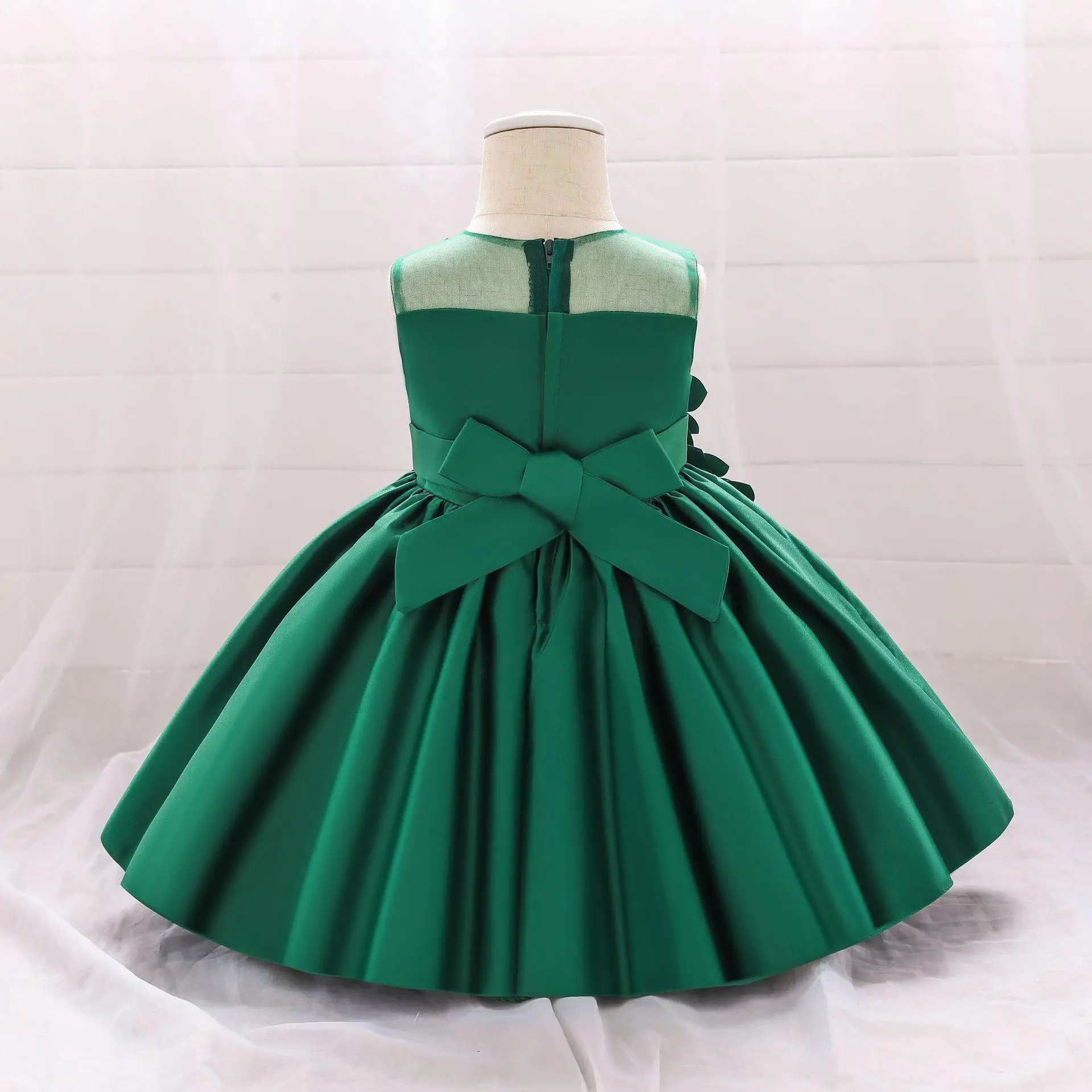 Elegant Party Flower Girls Dress Evening Costume Bow Wedding Princess Dresses Girl Summer Birthday Bridesmaid Prom Gown Vestido