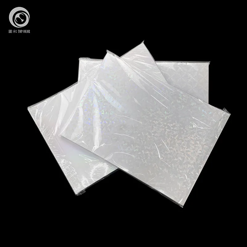 A4 레이저 에칭 펫 필름 스타 버스트 글라스 효과 접착제 비건조 접착제 레이저 스티커 배지 엠블럼 제작용