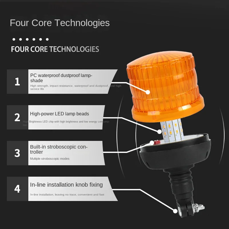 Engineering Vehicle Warning  60led Booth Signal Light Flash Light Agricultural Vehicle Work Light Roof Opening Strobe