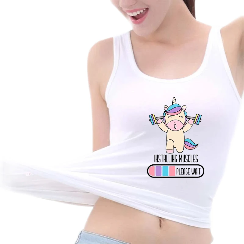 

Installing Muscles Gym Fitness Sport Gift Tank Top Unicorn Weightlifting Graphic Soft Breathable Cotton Sleeveless Tee Tops