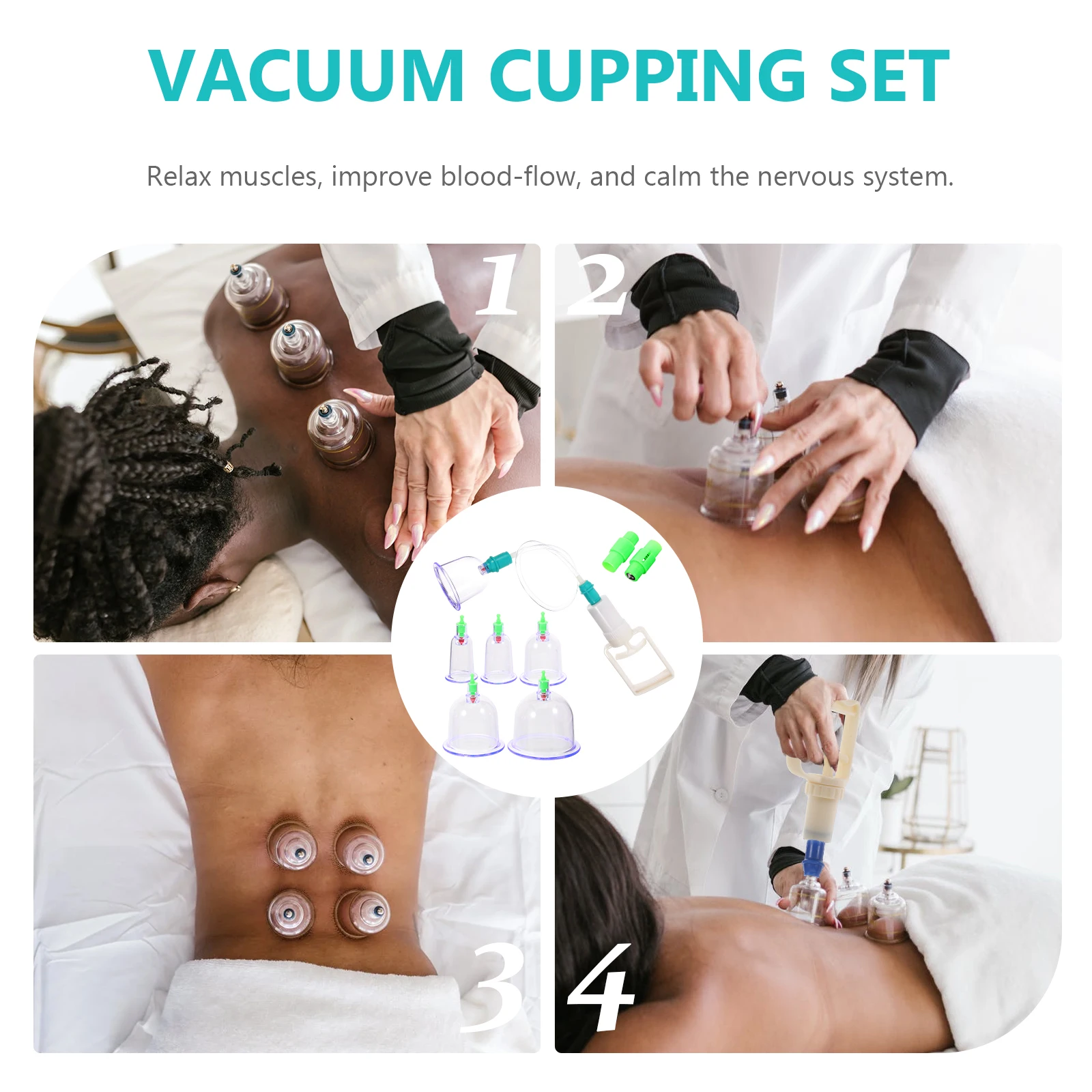 

1 Set Transparent Cupping Therapy Kit Home Vacuum Massage Tool Thickened Durable Suction Cups For Back Shoulder Pain Relief