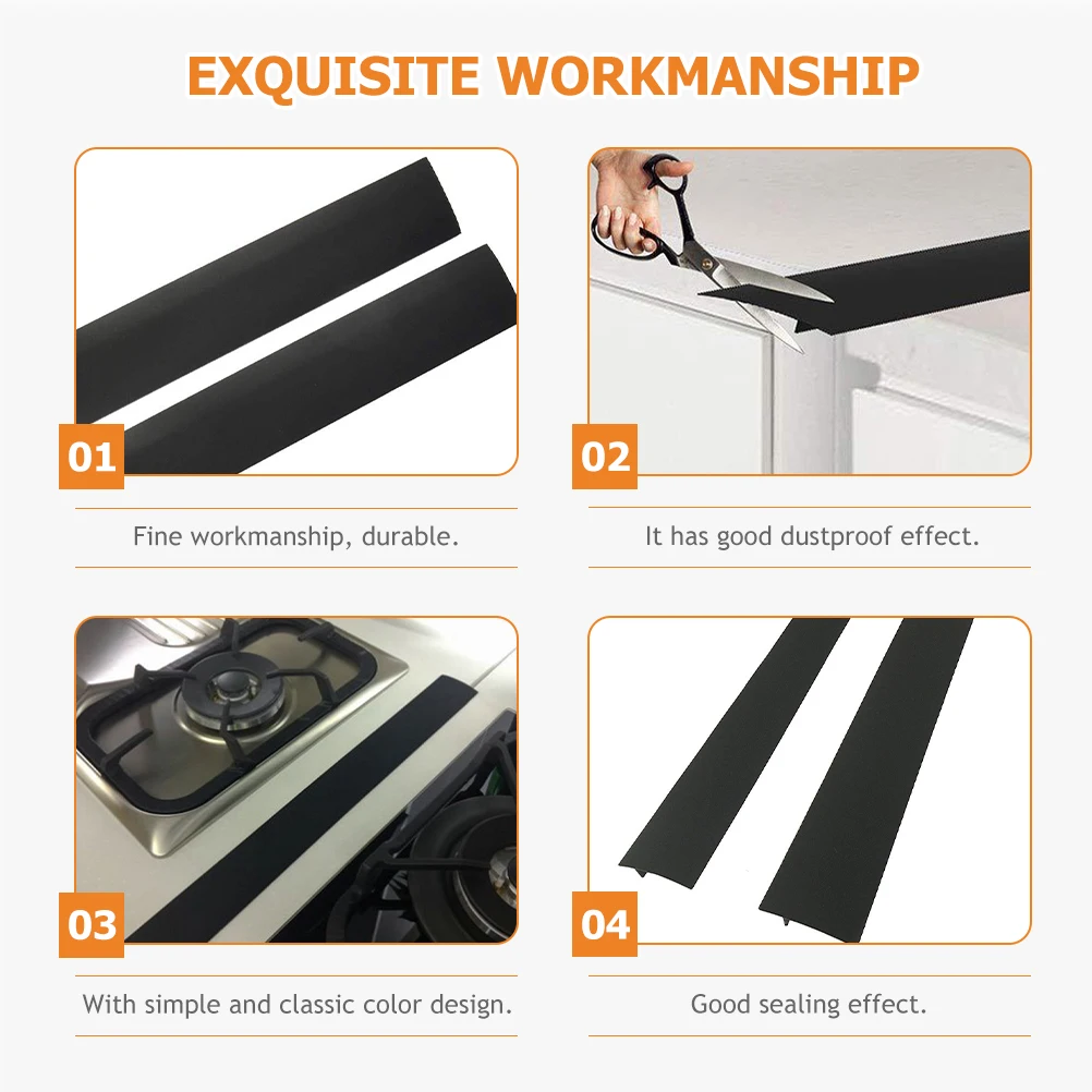 

2Pcs Silicone Stove Counter Gaps Covers Heat Resistant Flexible Sealing Tape for Stove Burner Cabinet Window Door