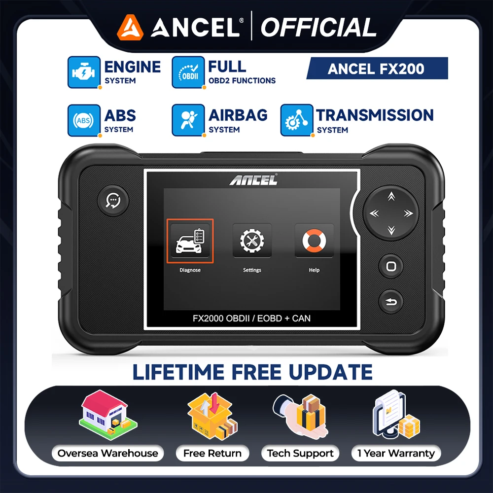 

2025 ANCEL FX2000 OBD2 Scanner ABS SRS Transmission Airbag 4 System Automotive Diagnostic Scan Tool Check Engine Car Code Reader