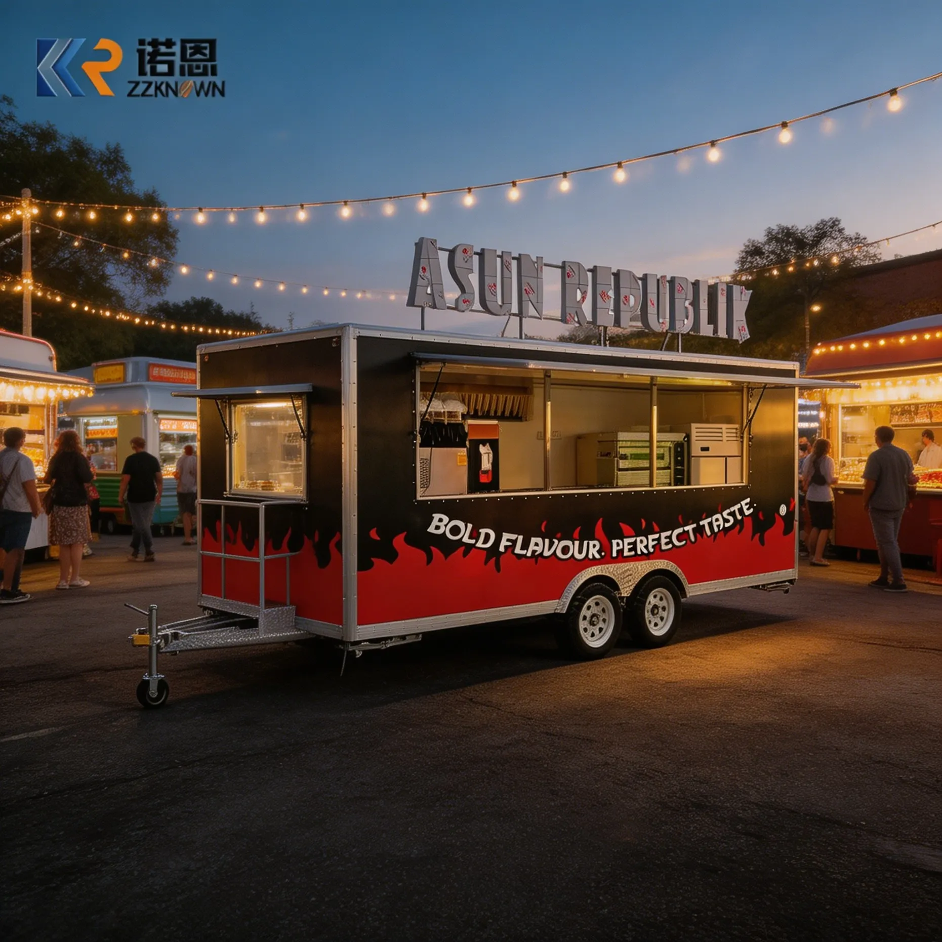 

US Standard Fast Van Design Mobile Kitchen Food Trailer Pizza Truck Concession with Full Kitchen for Food Business