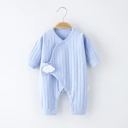 Newborn Baby Cotton One-Piece Romper Boys Girls Long Sleeve Boneless Jumpsuit Clothes Infant Pajamas Four Seasons