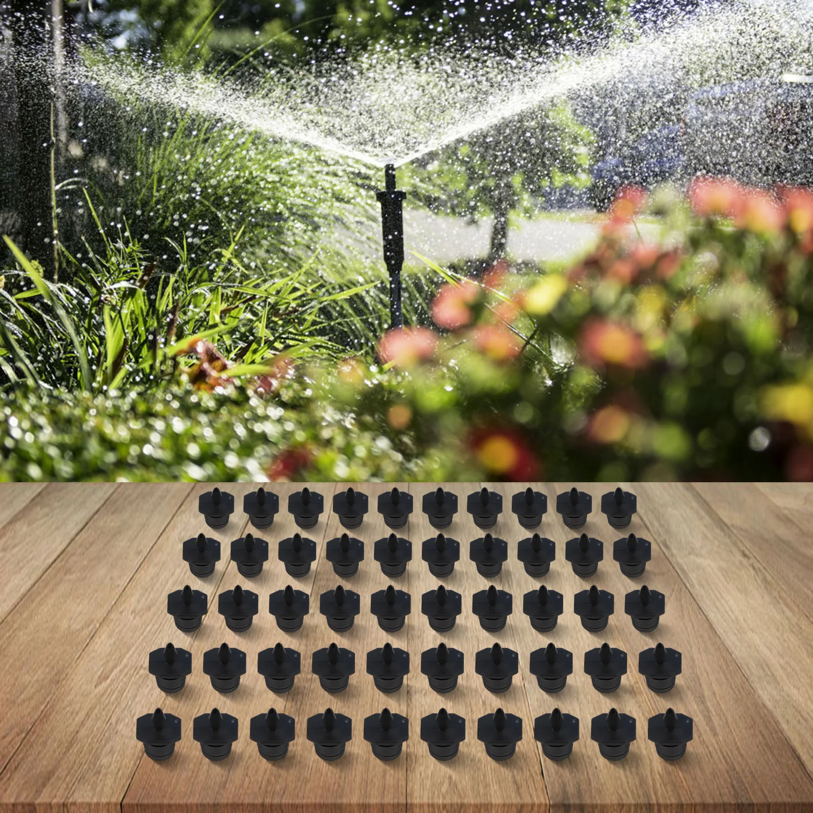 50 Irrigation Drippers with Adjustable 360 Degree Water Flow for Effective Water Management in Home and Commercial Gardens