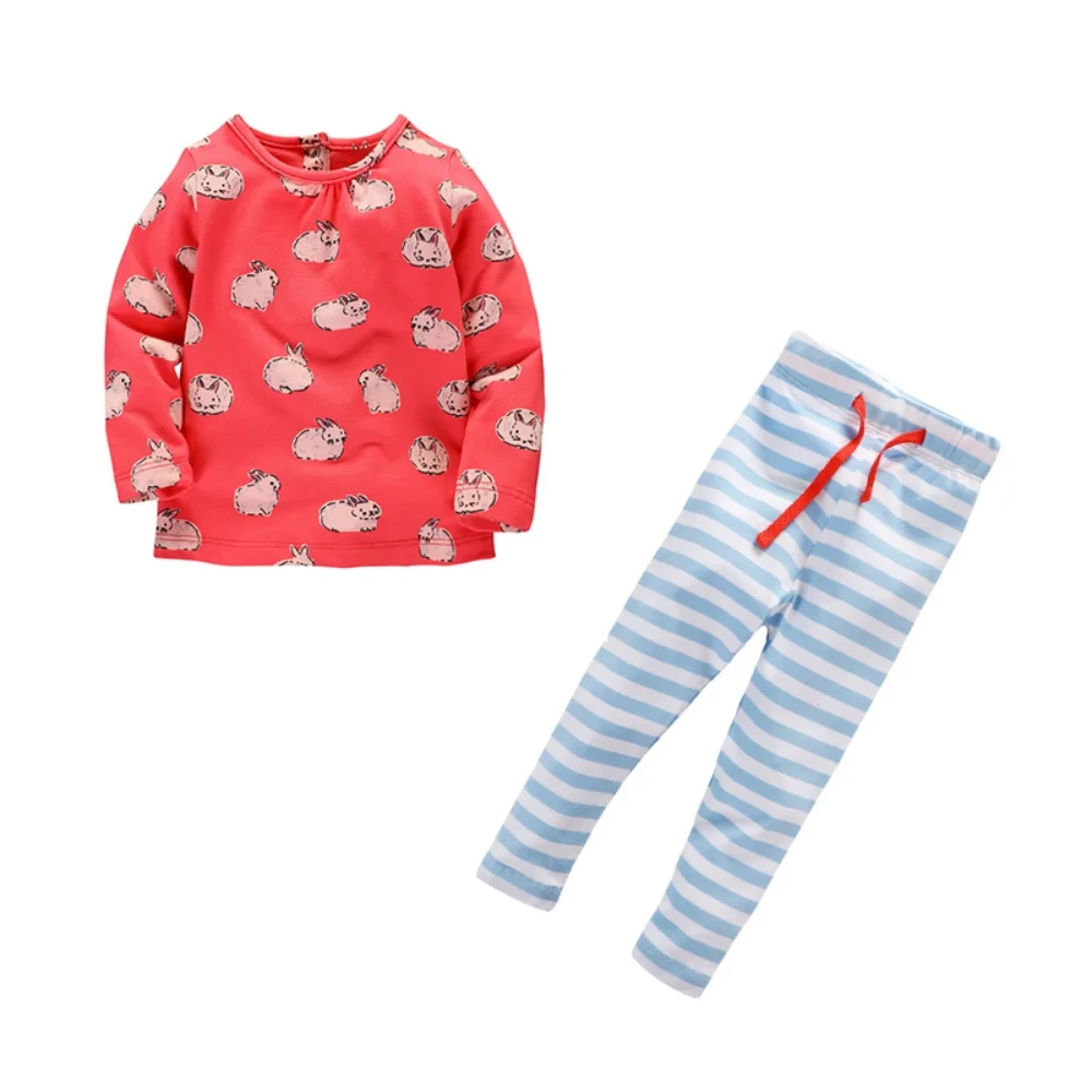 Jumping Meters 18M-6T Bunny Print Girls Clothing Sets Kids Suits 2 Pcs Sweatshirts + Leggings Baby Costume Autumn Kids Outfits