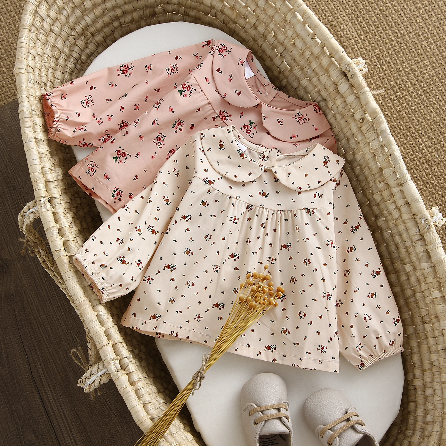 Baby Girl Clothes Spring Summer Linen Cotton Girls Floral Blouse Romper Dress Newborn Baby Girls Clothes Outfits Baby Costume