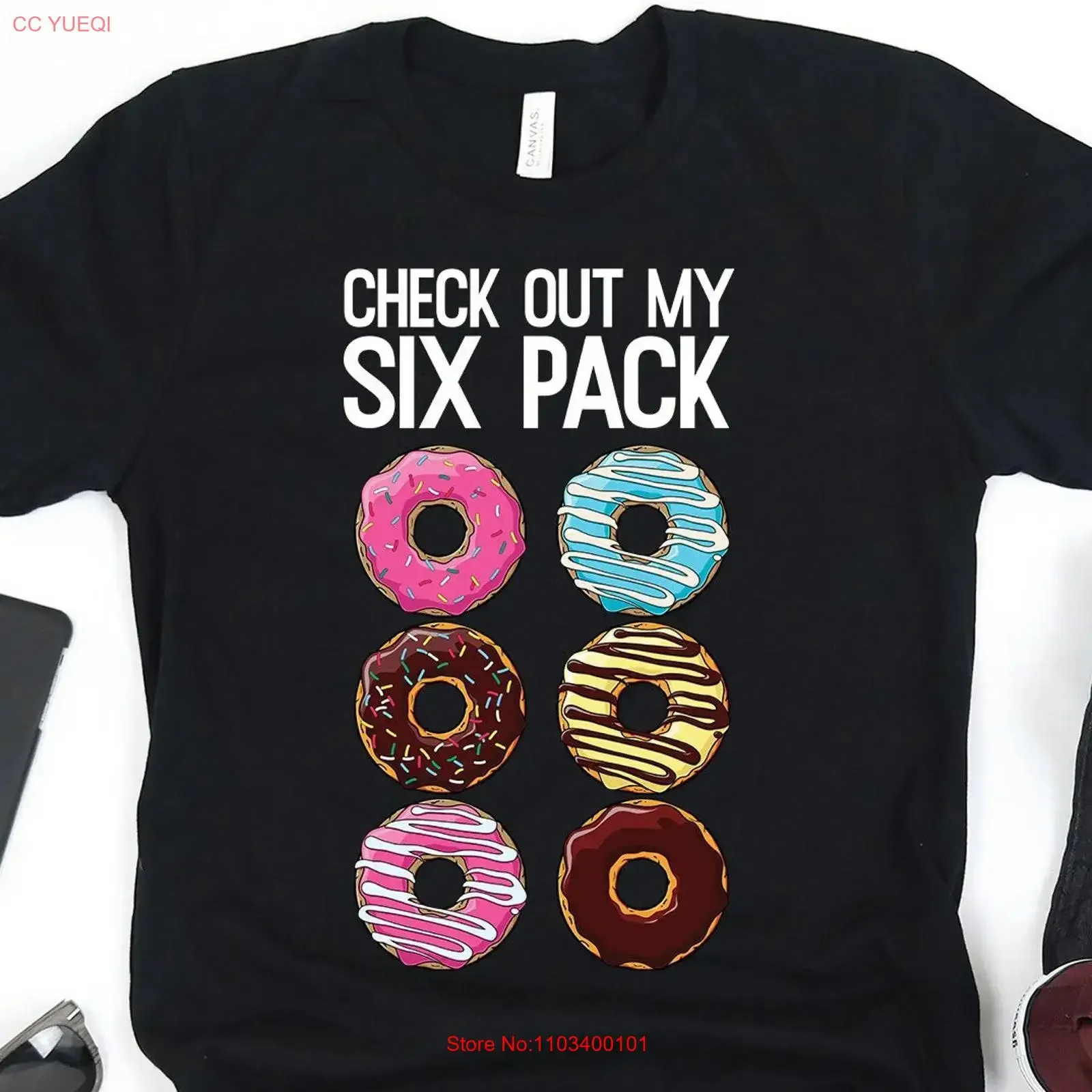 Camiseta divertida vintage lavada y versátil con diseño de donut, ideal para papás fitness y amantes del donut.