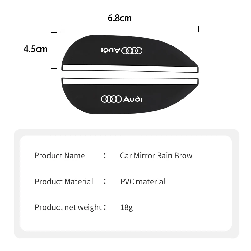 2 adet araba dikiz aynası yağmur kaş güneş Visor dikiz aynası aksesuarları için Audi A1 A3 A4 A5 Q7 Q8 Quattro S7 S8 S3 S4 RS5 RS6