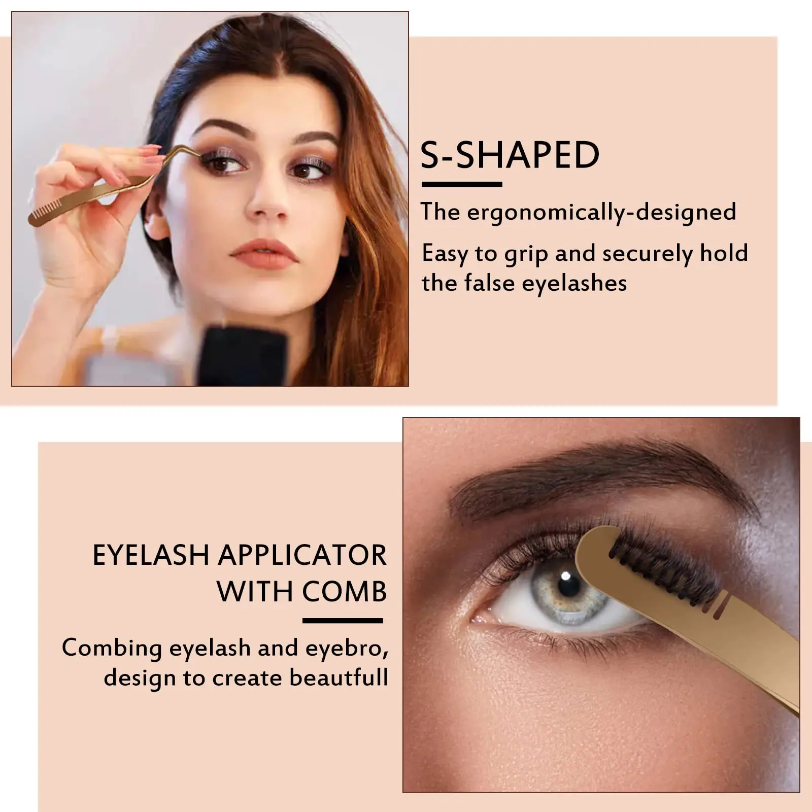 Strumento applicatore per ciglia fai da te da 2 pezzi, pinzette per ciglia curve per ciglia finte, applicatore per ciglia per un facile applicazione e rimozione delle ciglia