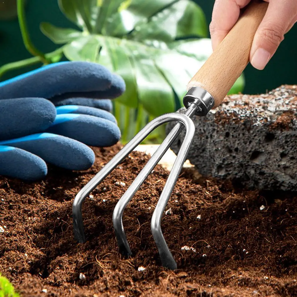Stainless Steel Gardening Tools For Vegetable Gardening, Flower Care, Weeding, And Tilling—Home Use Pointed Shovel And Rake