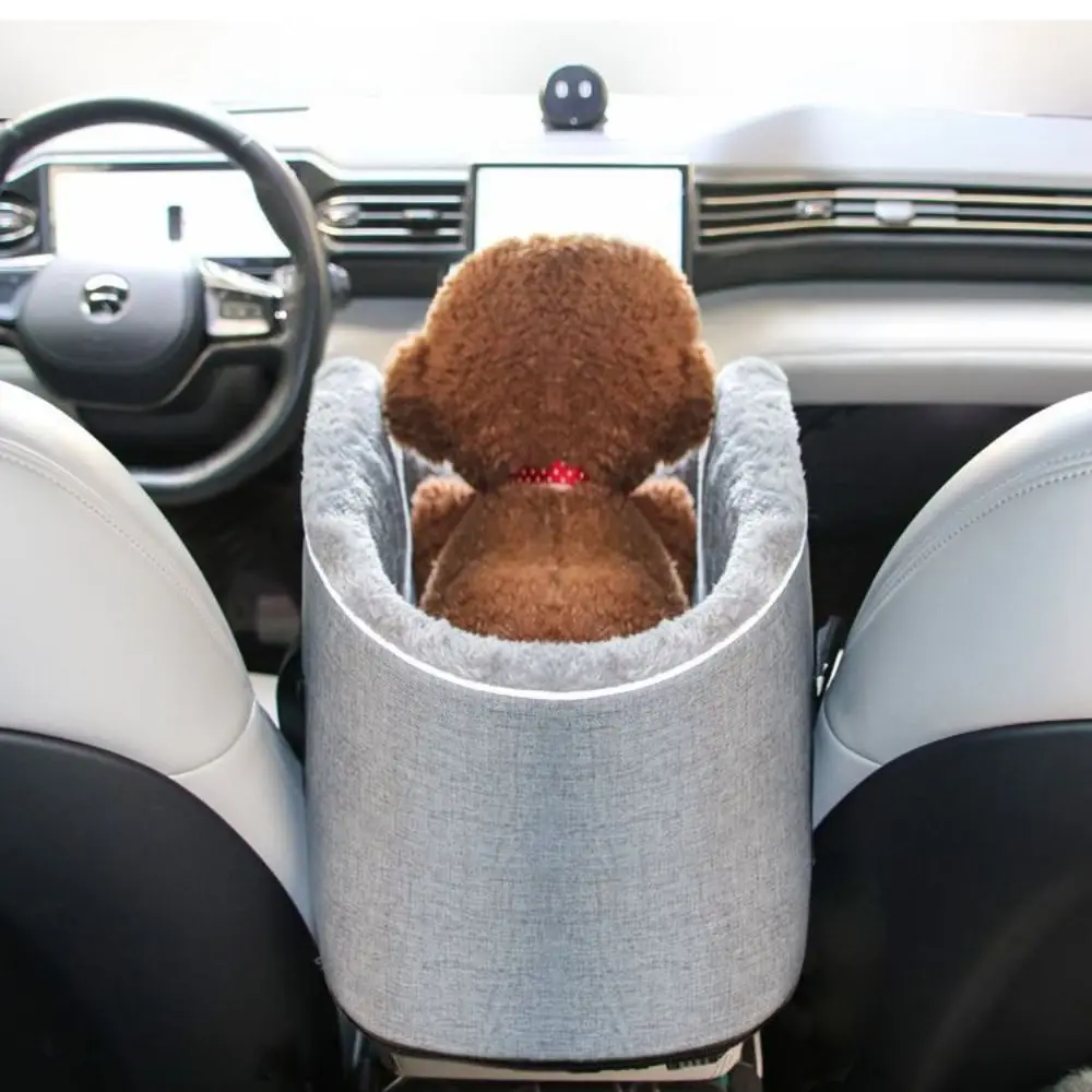 Detachable Dog Console Car Seat Shoulder-carrying Portable Center Console Doggie Seat Washable Linen Arctic Fleece