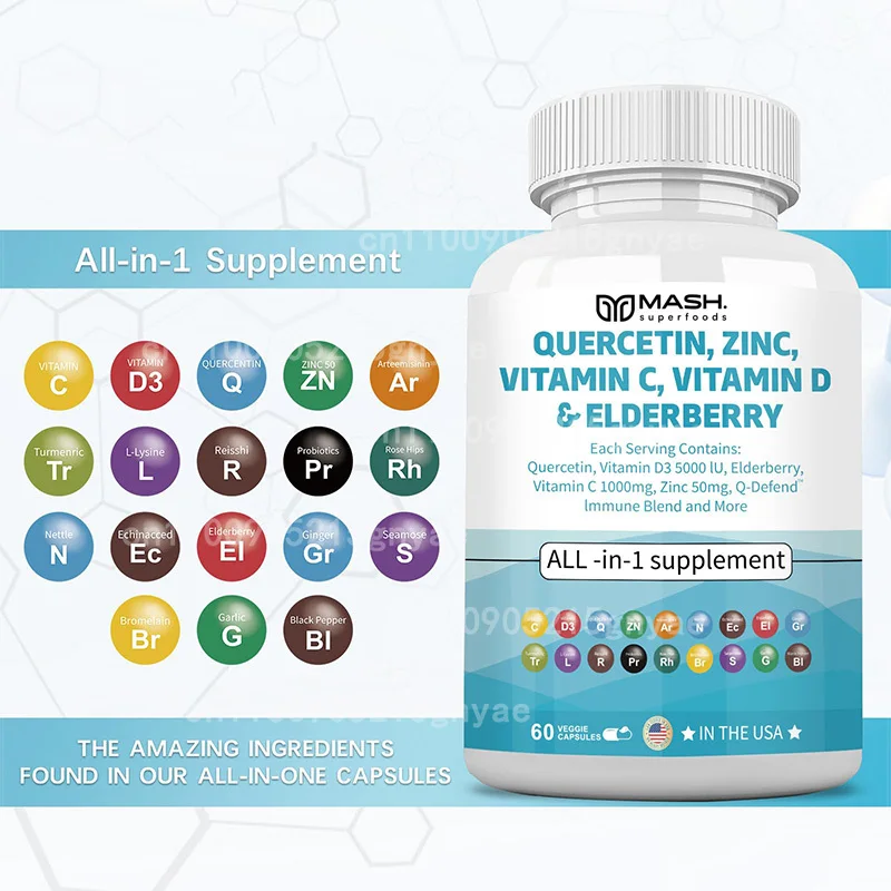 

Natural Quercetin Vitamin C Super Strength -60 Capsules - Sinus, Lung, and Respiratory Functions - Non GMO, Pure -60 Servings