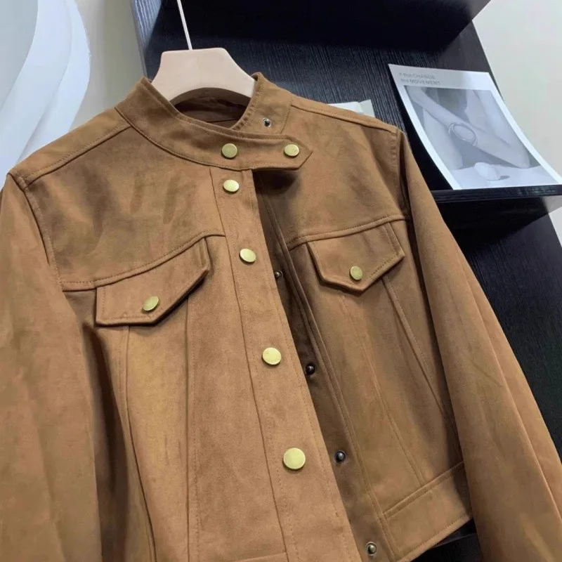 Fashionable Short Deer Skin Velvet Jacket Women's Spring Autumn New Style 2025 Popular Small Size High-End Feel Top Coat