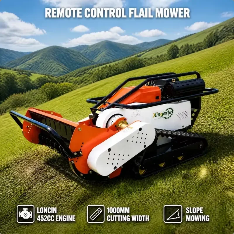 2026 New Crawler Remote Control Lawn Mower With Mulcher High Efficiency Track Mower for Steep Slope Farm Orchard Use