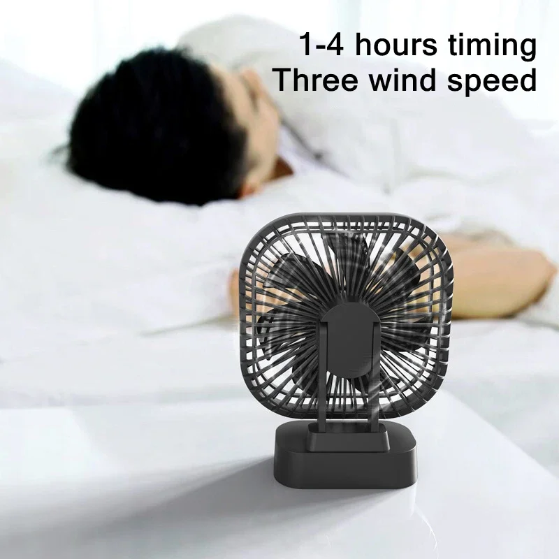 90° Folding Fan 5000mAh Battery USB Timing Desktop Cooling Fan Home Air Circulators Magnet Absorption Silent 3-speed Strong Wind