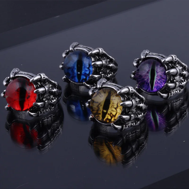 Retro Devil Eye Dragon Claw Large Ring For Men Punk Gothic Rock Hiphop Adjustable Open Ring Biker Jewelry Accessories Man Gift