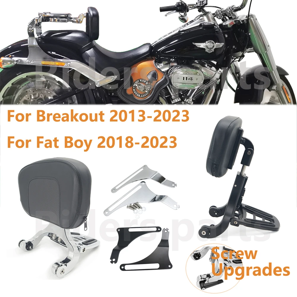 

Multi-Purpose Driver Passenger Backrest Black Chrome For Harley Breakout 2013-2023 Fat Boy 2018-2023