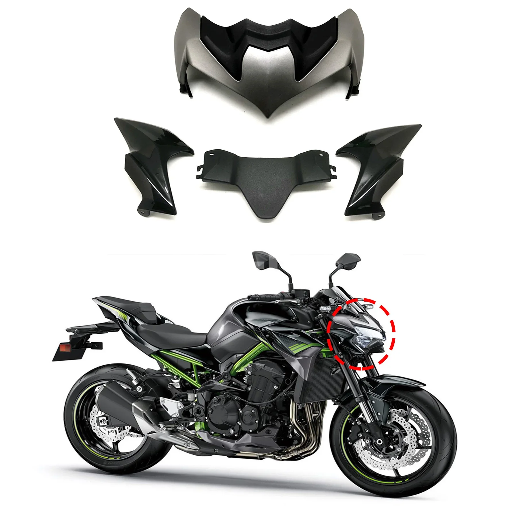 

For KAWASAKI Z900 Z 900 z900 2020 2021 2022 Front Fairing Aerodynamic Winglets Front Beak Nose Cone Extension Cover Extender