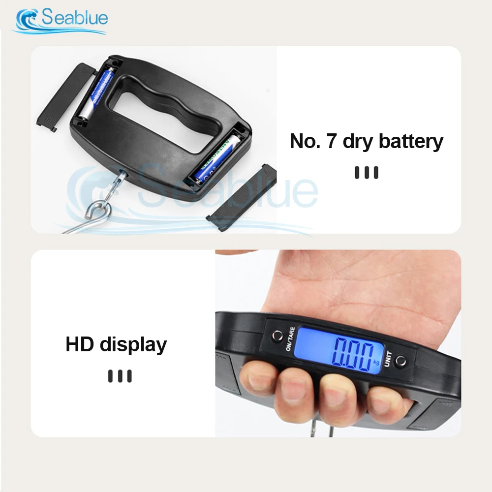 50Kg 10g Portable Digital Electronic Suitcase Weighting Luggage Handheld Fish Hook Hanging Scale Backlight Display