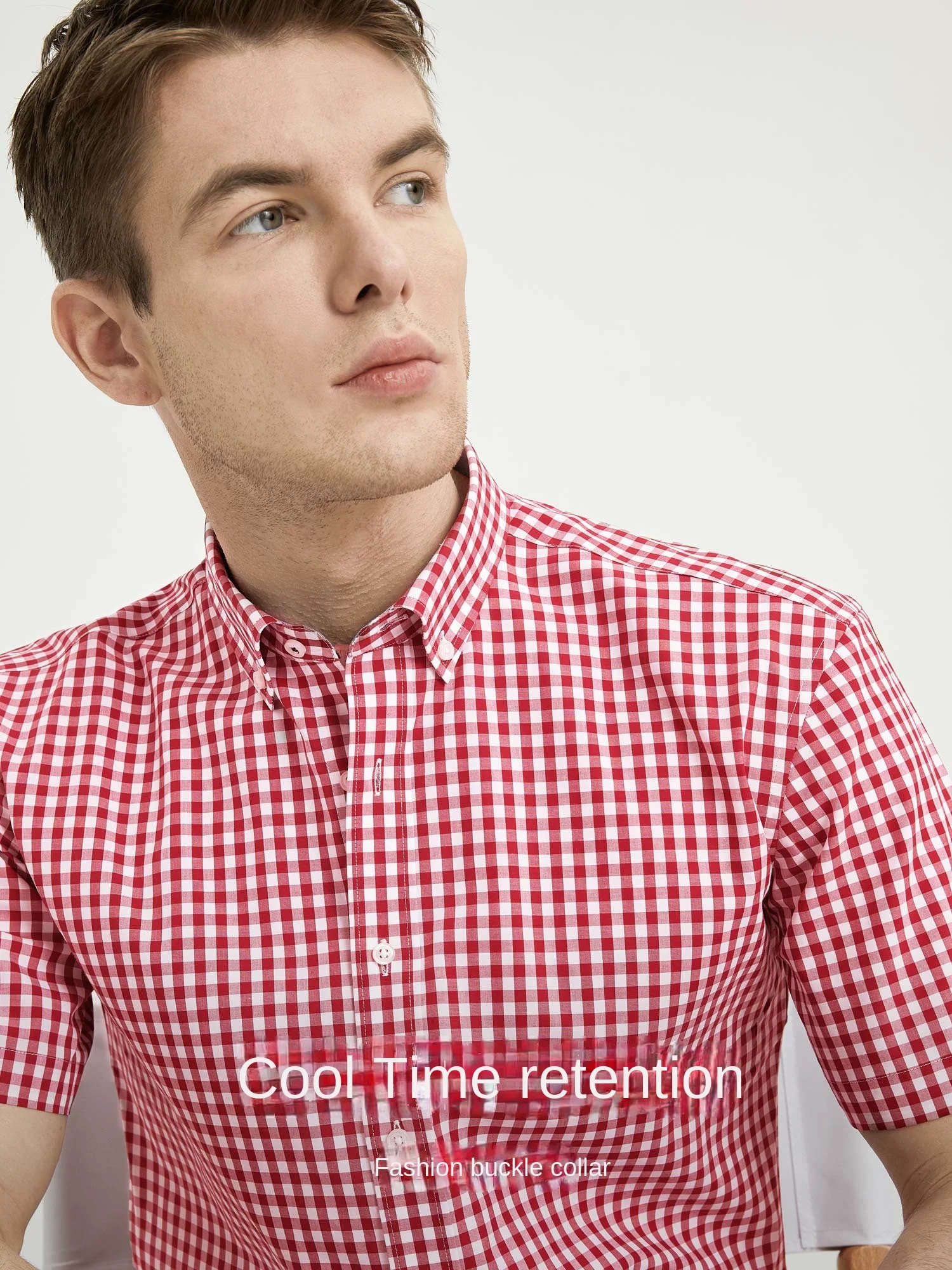 Chemise à carreaux à manches courtes pour hommes, 100% coton, rouge, bleu, affaires, décontracté, formel, coupe couvertes, été