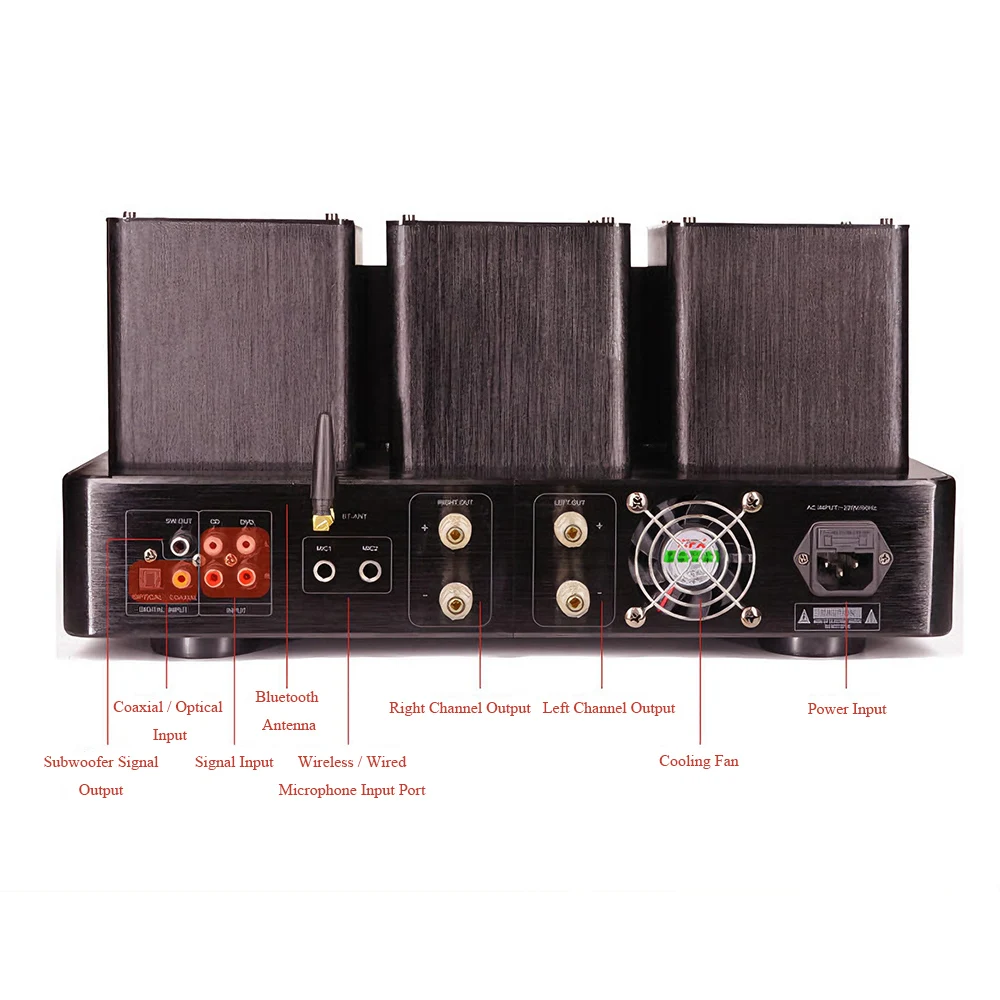 Integrated Tube Audio Power Amplifier 200W×2 Output Bluetooth 5.0 Professional Home Amplifier 2.1 Channel Optical Coaxial Input view 2