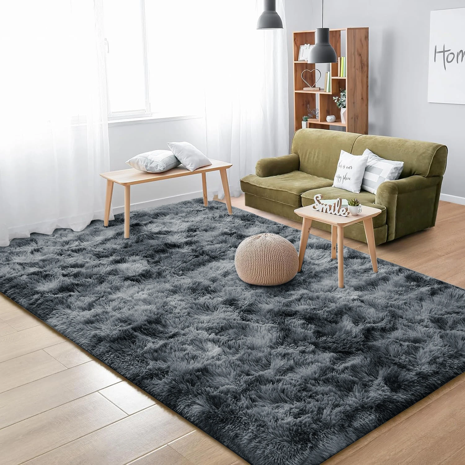 Teppiche, 160 x 230 cm, 120 x 160 cm, weiche, flauschige Teppiche für Schlafzimmer, Wohnzimmer, Wohnheim, Kinderzimmer, waschbarer Teppich, rutschfester, zotteliger Teppich – Detail 7