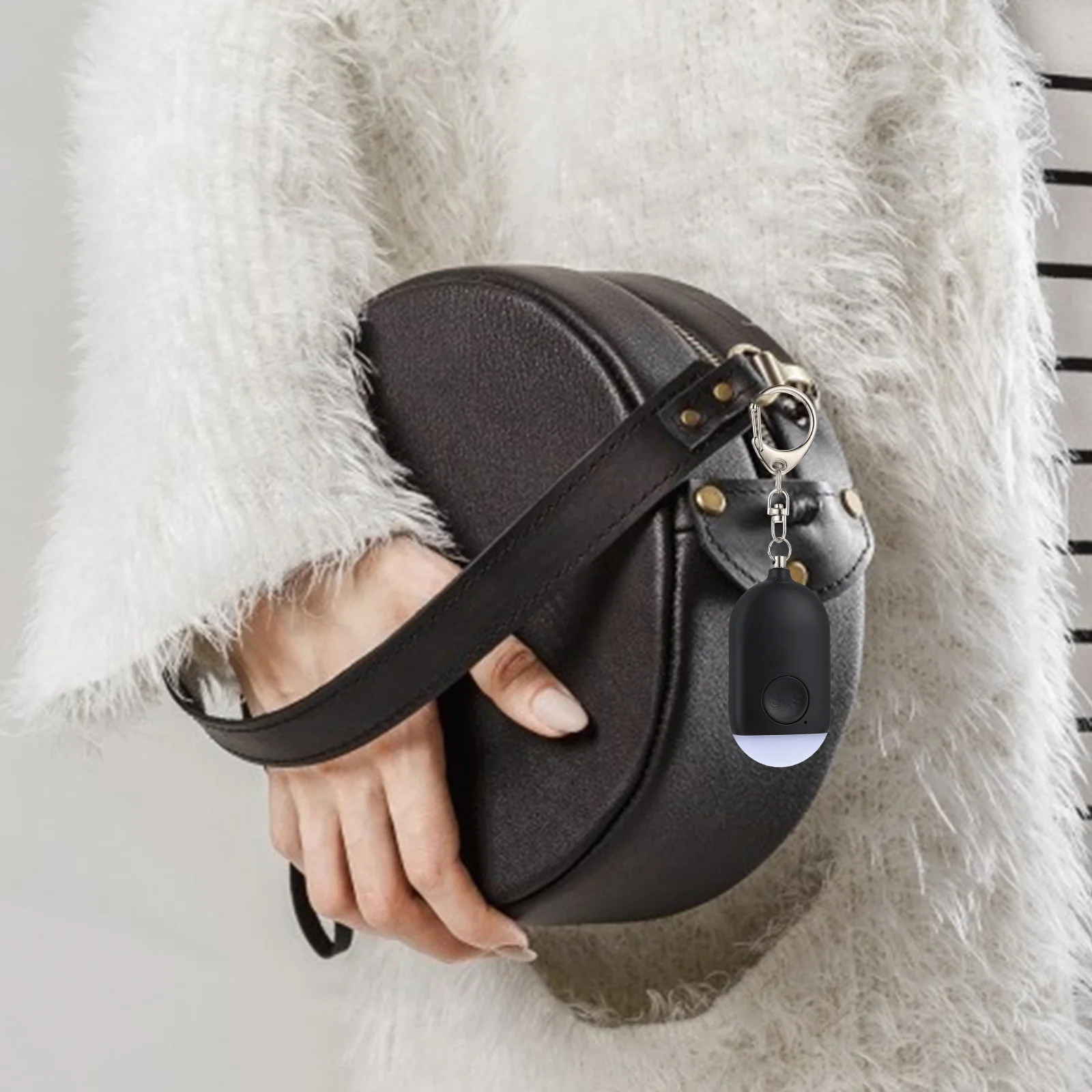 1Set Women Outdoor Personal Alarm Rechargeable Portable Mini Keychain Flashlight Personal Alarm Self