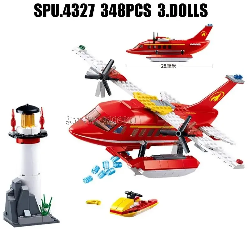 

0629 348pcs Urban Fire Rescue Firefighting Aquatic Control Aircraft Plane Boy Building Block Toy