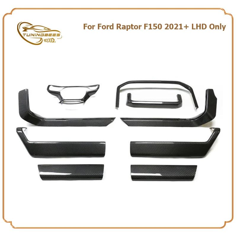 100% Brand New Gloss Appearance Add on Real Carbon Fiber Interior Trim Covers for Ford F150 Raptor 2021 2022 2023 2024 LHD Only