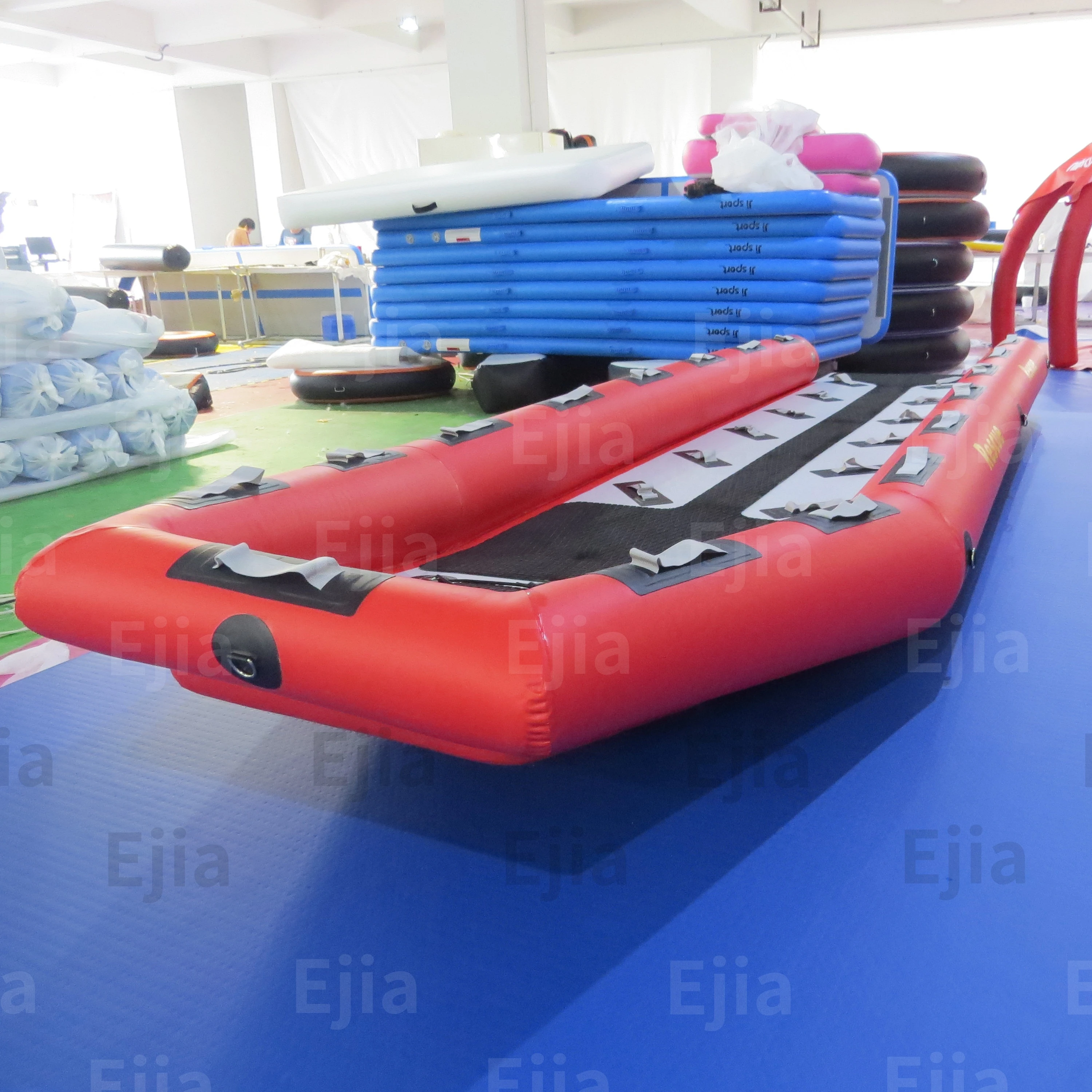 Wholesale Fishing Pvc Pontoon Boat Inflatable Fishing Rowing Boat Surf Jet Ski Rescue Sled Board With Teak