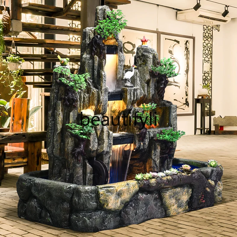 

Alpine and flowing water fountain feng shui wheel lucky rockery ornaments, fish tank water curtain, landscape