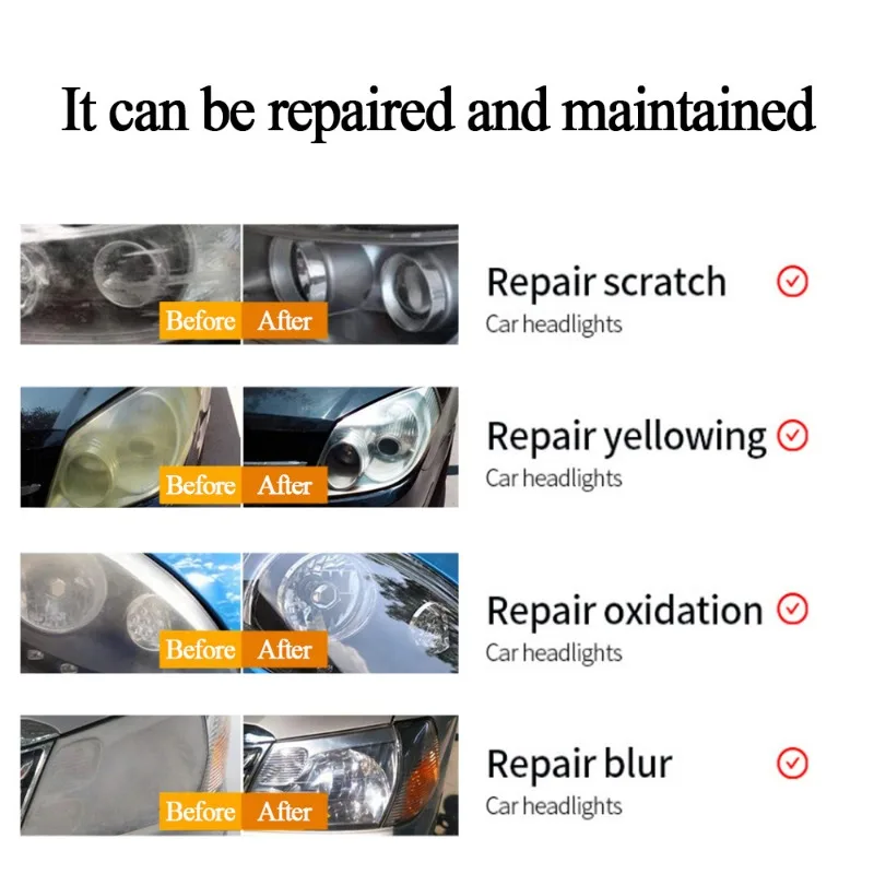 20ml Car Headlight Repair Fluid Auto Headlamp Scratch Removal Oxidation Repair Polish Refurbishment Coating Lampshade Clean Tool