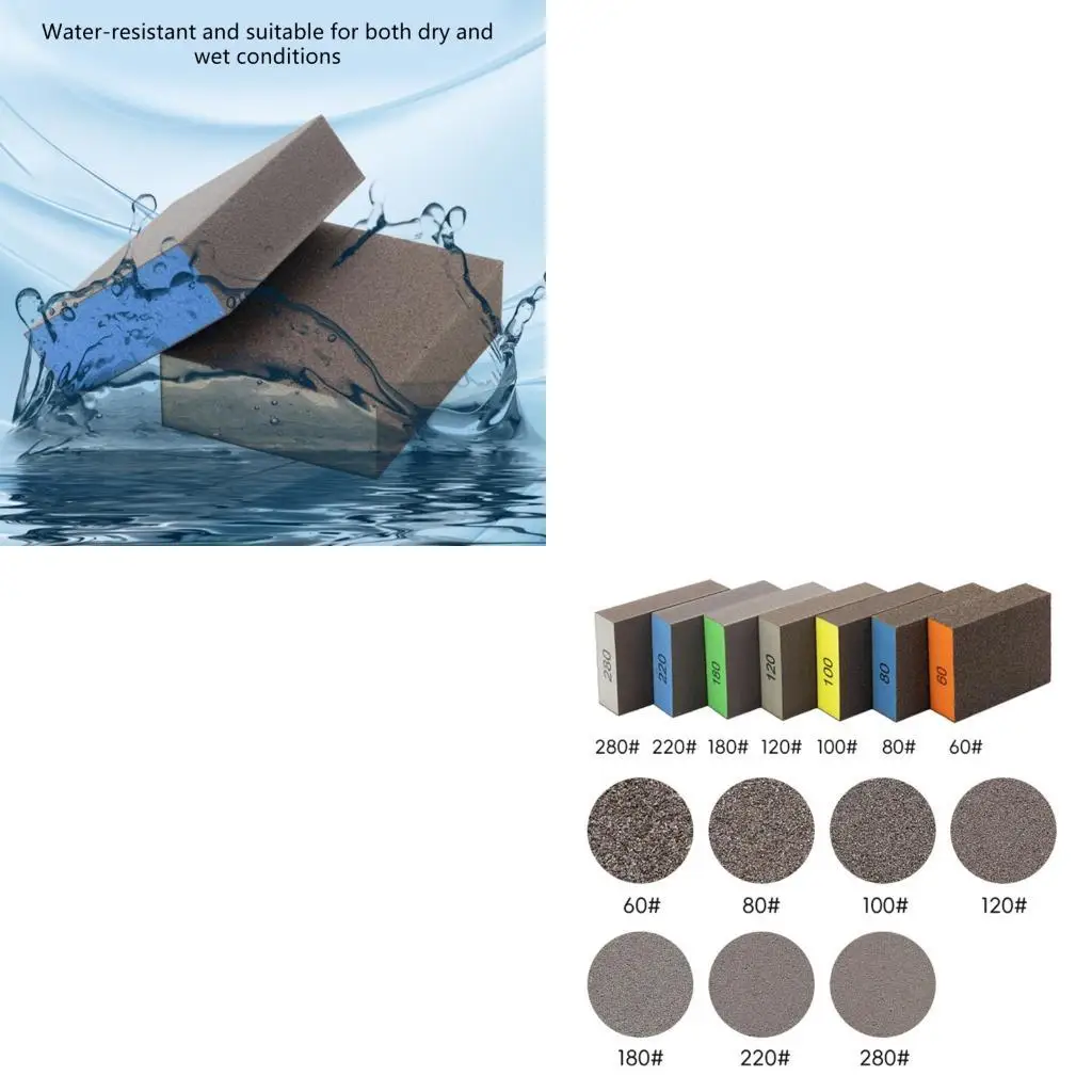 

652F Professional Sanding Sponges Reusable Washable For Drywall Metal Furniture 60/80/100/120/180/220/280 Grits Options
