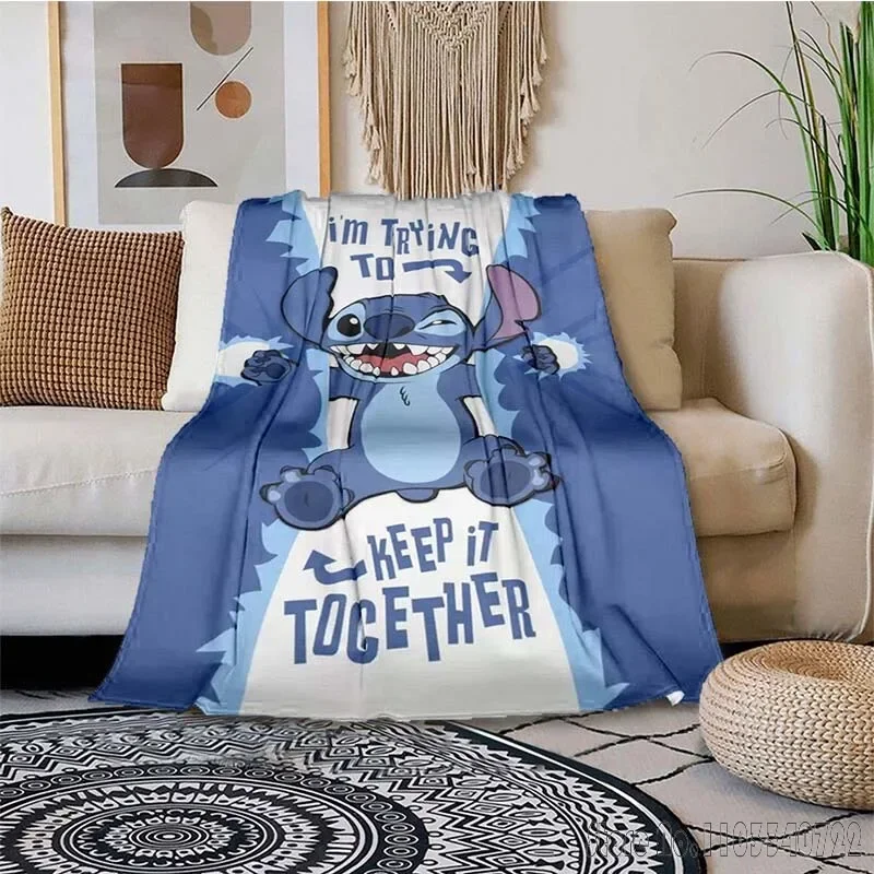   Manta de dibujos animados Stitch, cómoda, suave, portátil, para viaje, Picnic, regalo para familia o amigos