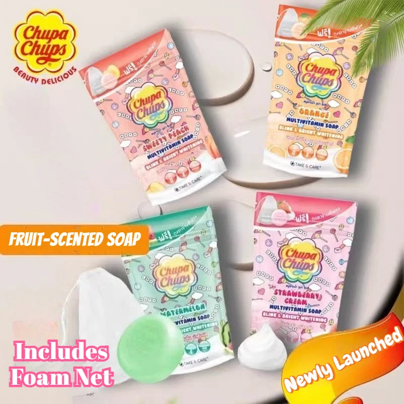 

ChupaChups Fruit Soap 80g Fruity Flavor Cleansing Moisturizes Skin Gentle Formula Cleanses Pores Sweet Fragrance New Product