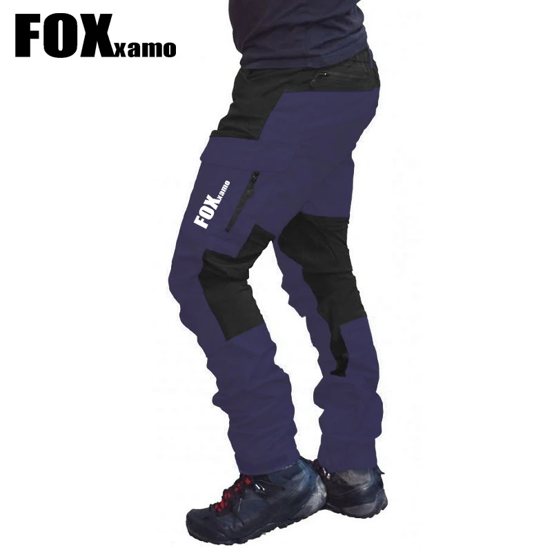 New Summer Foxxamo Mens Outdoor Casual Patchwork Tactical Fishing Pants Full Length Waterproof Climbing Cycling Trousers