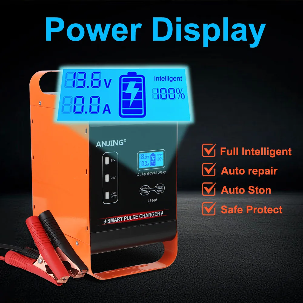 Smart Car Battery Charger For Motorcycle SUV Truck Car Battery 600W Intelligent Pulse Repair Battery Charging Multifunctional