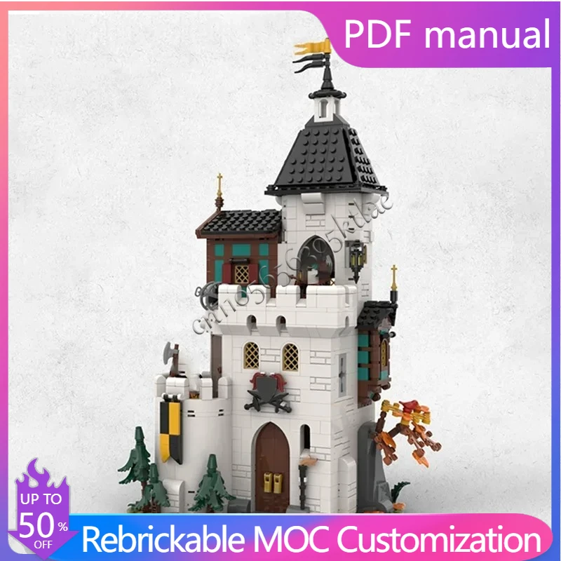 

1213 Parts Moc Medieval White Tower Modular Castle Model Building Blocks DIY Creative Assembly Bricks Children Holiday presents