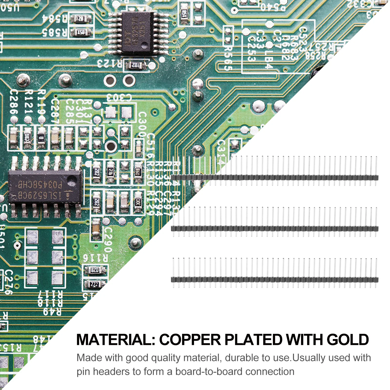 

30pcs Copper Plated Header 15Mm Single Row Male Connector Strip For Pcb Board Breakaway Machine Pin Breadboard
