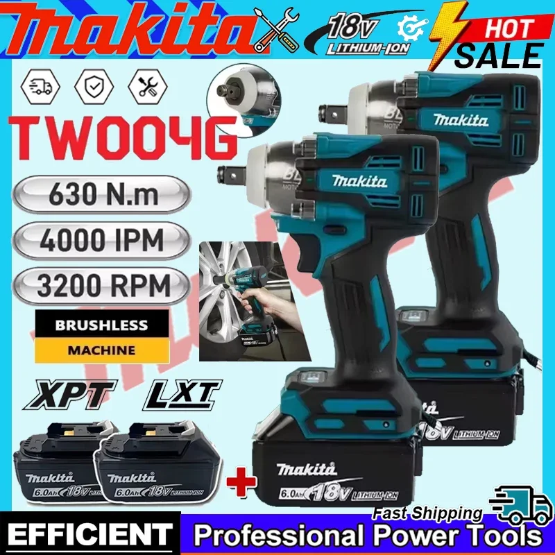 

Аккумуляторный электрический шуруповерт Makita TW004G, 630 Нм, бесщеточный, перезаряжаемый, с батареей 18В