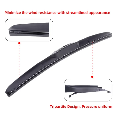 Imagen 2 del producto Escobilla limpiaparabrisas de coche, gancho Universal en forma de J/U, escobilla limpiaparabrisas de tres etapas, tira de goma Natural de 14 ""16"" 17 ""18"" 19 ""20"" 21 ""22"" 24""