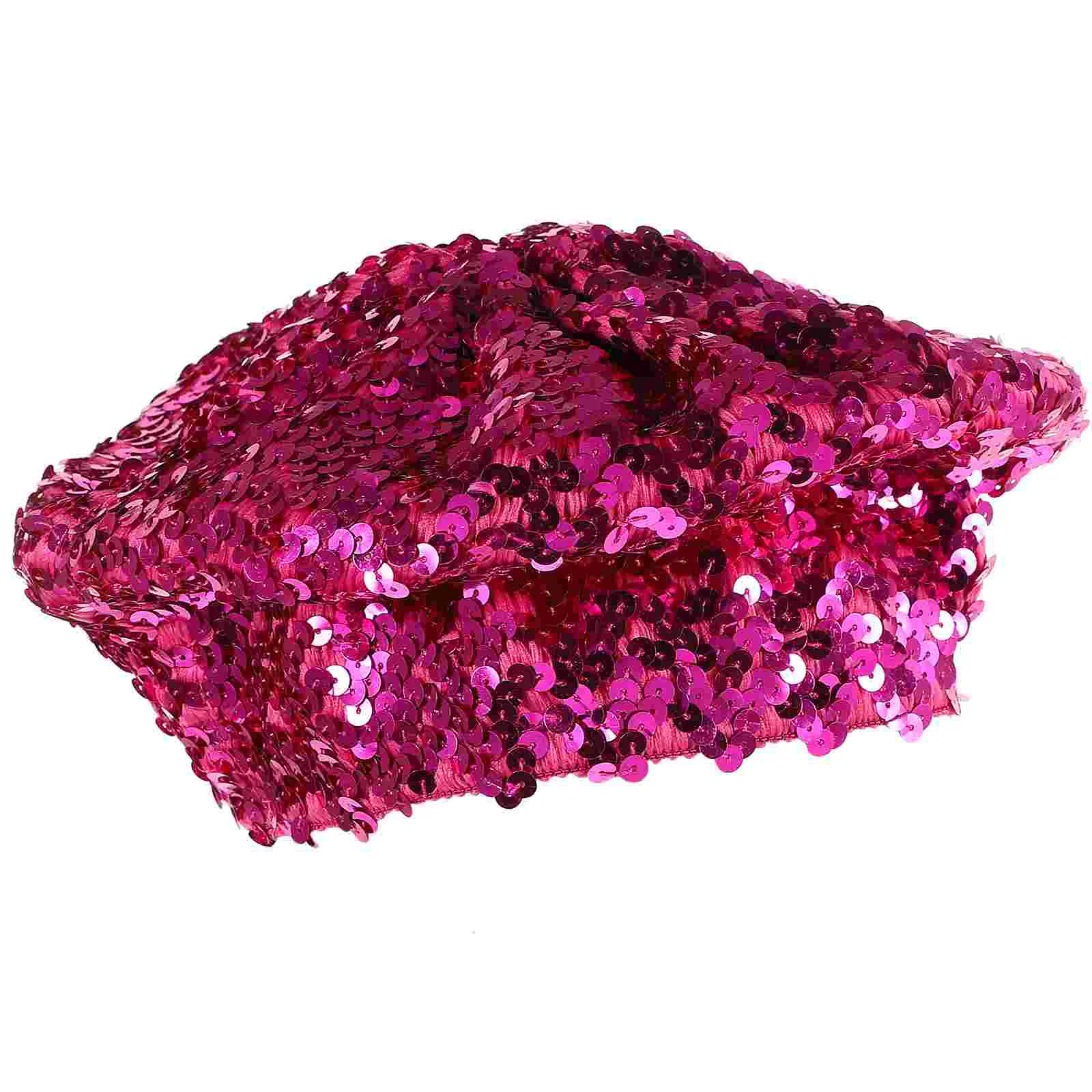 Sparkle Sequin Beanie Hat Women Beret Hats Fashion Sequins Costume Accessories Dress up Rosy Color