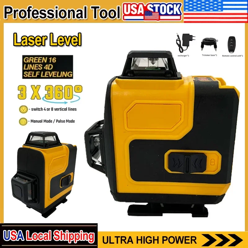 

Подходит для лазерного уровня Dewalt, зеленый, 16 линий, 4D, самовыравнивающийся, горизонтальный, вертикальный, супермощный, строительный инструмент, оригинал