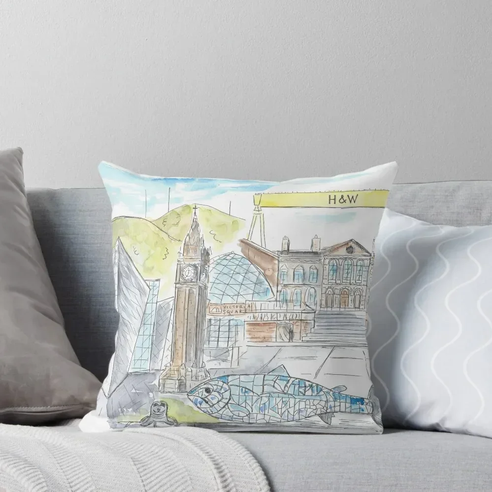 Belfast Landmarks Throw Pillow Pillow Decor Christmas Covers For Cushions luxury throw pillow covers