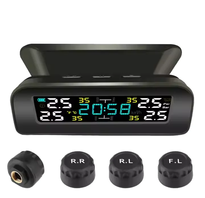 

Solar Powered Wireless Tire Pressure Monitor System Automobile Tire Pressure Monitoring with 4 Internal Sensors