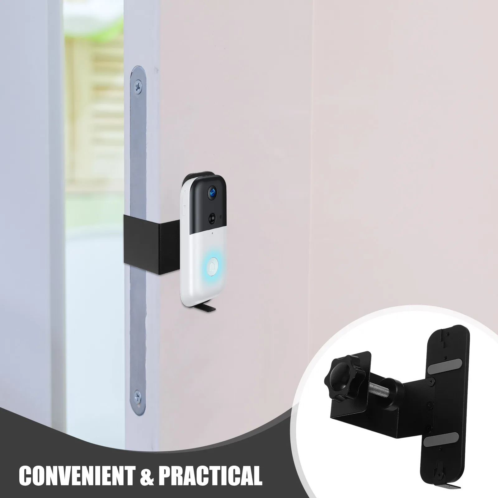 Video Doorbell Mount High Grade Stainless Steel Anti-Theft Door Clamp Bracket for Left Right Door Apartment Office Secure