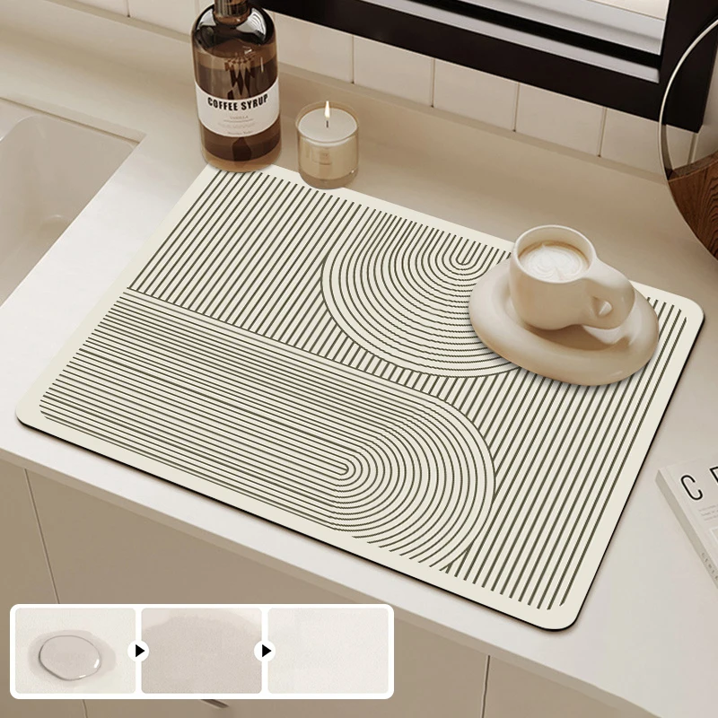 Absorbent Kitchen Mat Table Dish Drying Mat Non-slip Rubber Drainer Mats Table Decoration Accessories Coffee Machine Mats