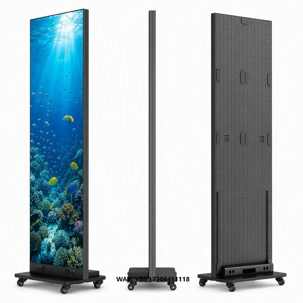 All-in-One LED Poster Screen P1.86/P2.0 640x1920 GOB WiFi Android Ultra Slim for Showroom Product Display Advertising
